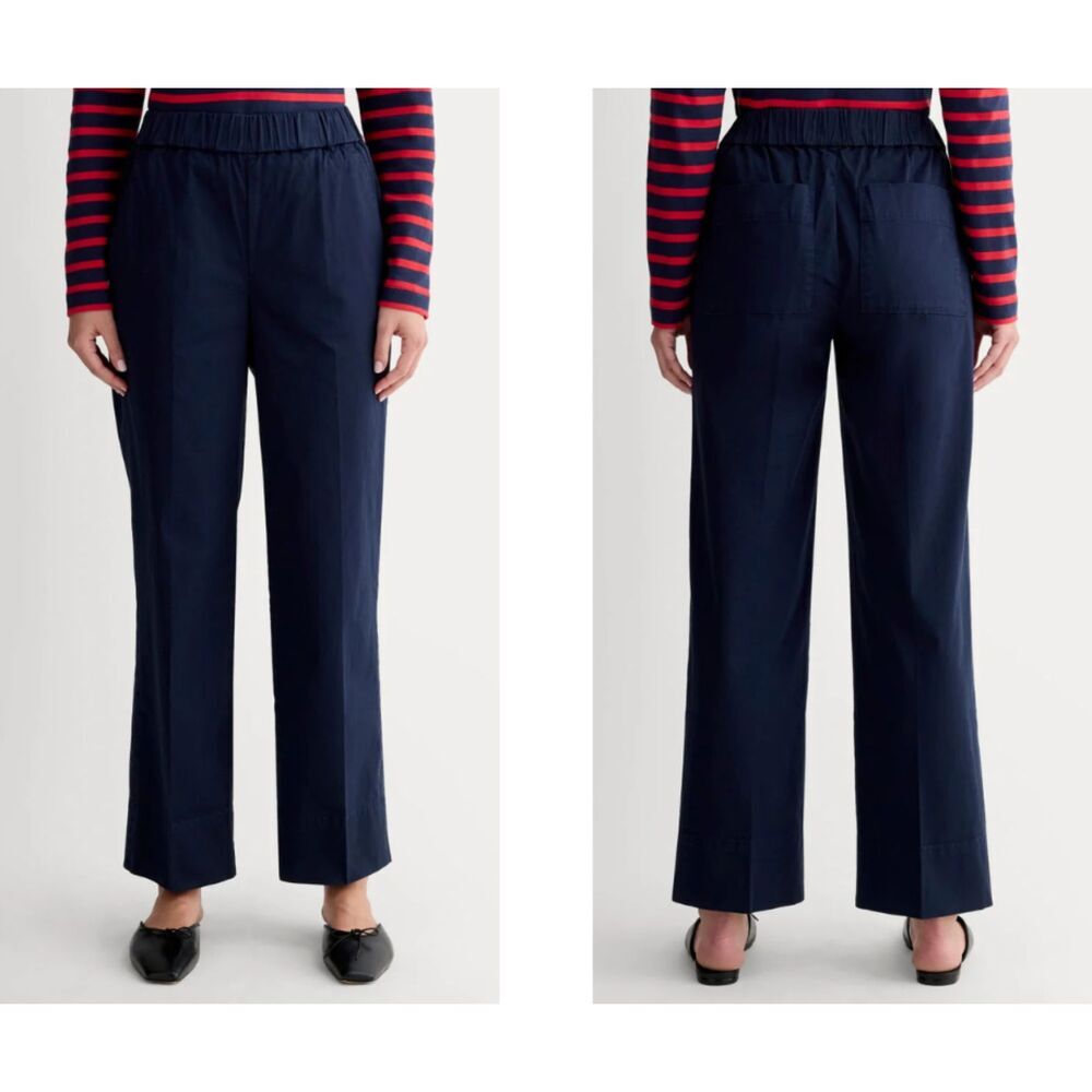 Everlane Women Size XL Black The Easy Straight Wide Leg Twill Pant Trouser